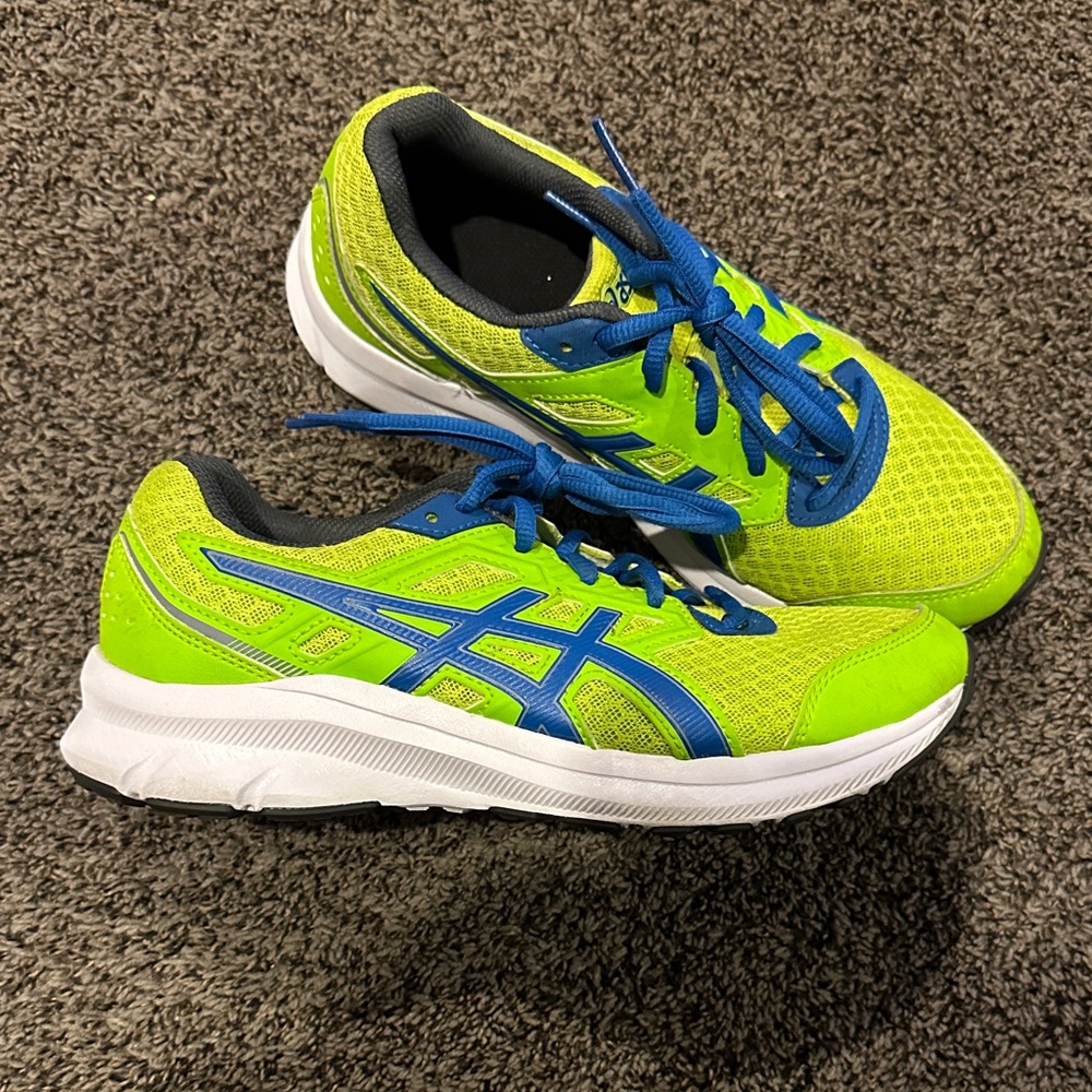 Asics Kids' Neon Green and Blue Sneakers size 9 mint condition